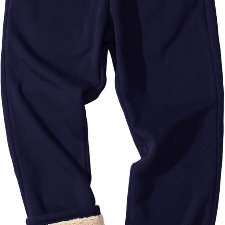 Men's Winter Fleece Pants Heavyweight Warm Sherpa Lined Sweatpants Running Jogger Pants with Pockets