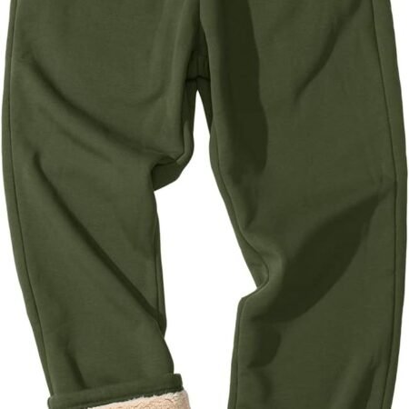 Men's Winter Fleece Pants Heavyweight Warm Sherpa Lined Sweatpants Running Jogger Pants with Pockets