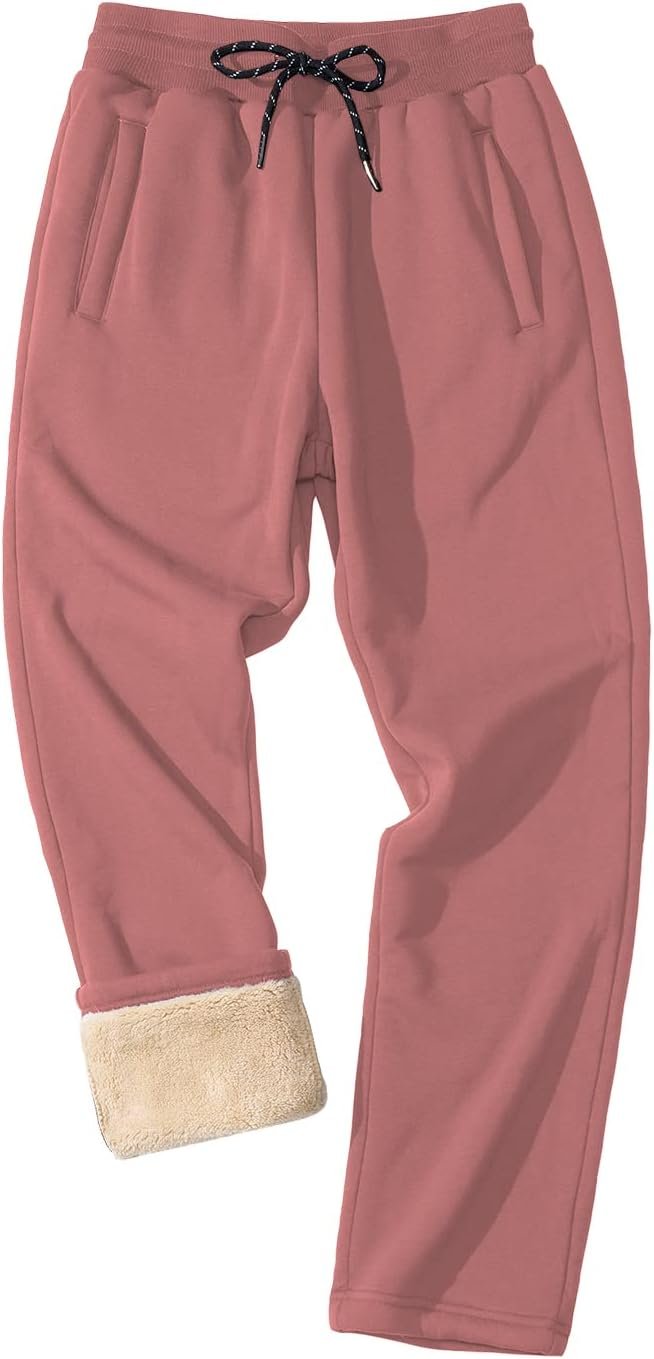 Men's Winter Fleece Pants Heavyweight Warm Sherpa Lined Sweatpants Running Jogger Pants with Pockets