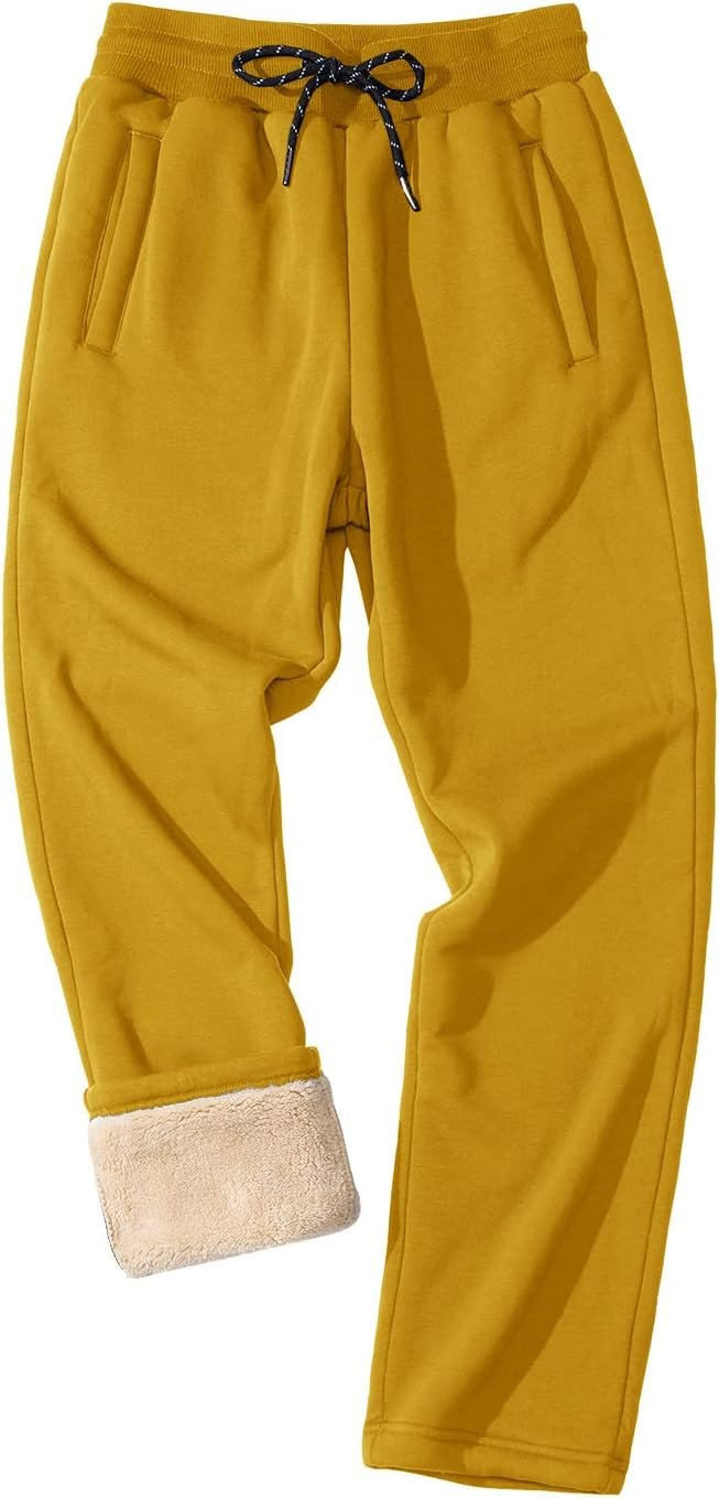 Men's Winter Fleece Pants Heavyweight Warm Sherpa Lined Sweatpants Running Jogger Pants with Pockets