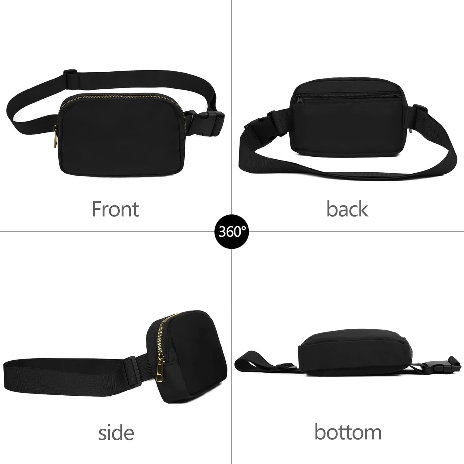 Waist Pack for Running Fanny Pack for Women and Men Gift Crossbody Belt Bag Bum Bag with Adjustable Strap for Sports for Men and Women Black - Image 2