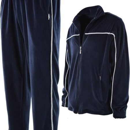 Mens Velour Tracksuit with Zippered Pockets