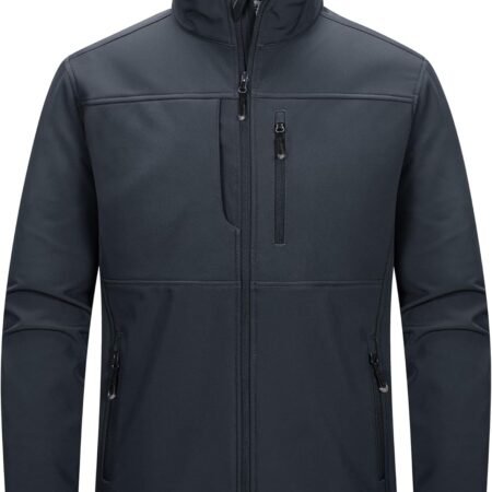 Men Lightweight Softshell Jacket Warm Fce Lined Windbreaker Waterproof Soft Shell for Outdoor Hiking
