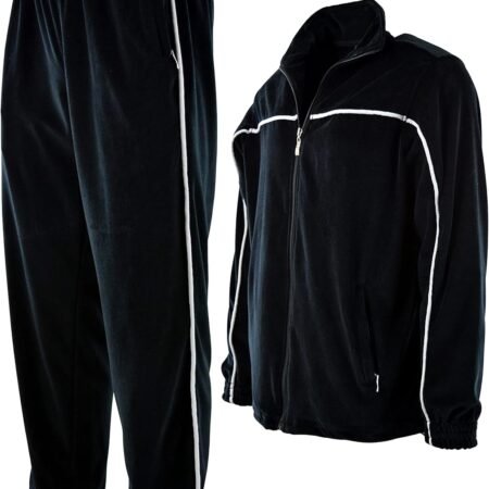 Mens Velour Tracksuit with Zippered Pockets