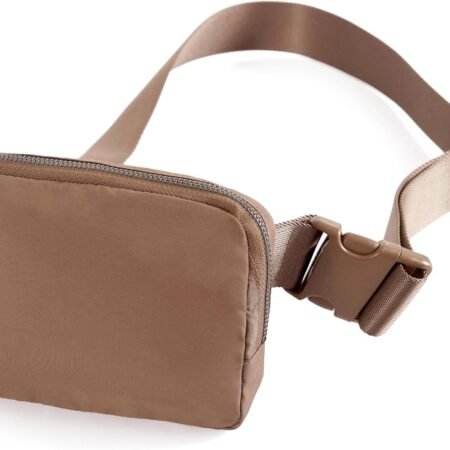 Unisex Mini Belt Bag with Adjustable Strap Small Fanny Pack for Workout Running Traveling Hiking, Brown