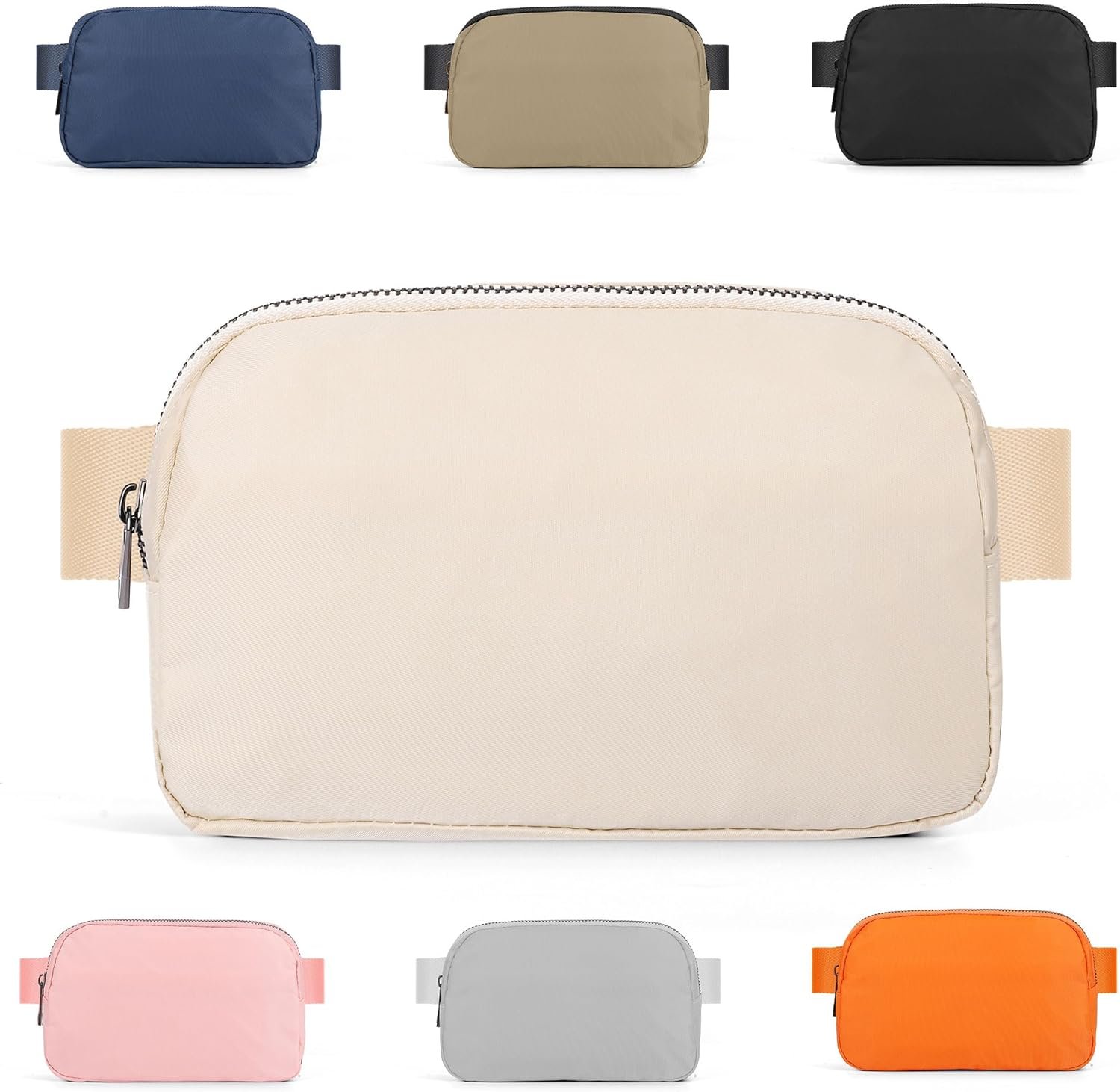 Mini Fanny Pack Creamy Belt Bag for Women and Men, Fashionable Waterproof Waist Pack with Adjustable Strap for Traveling, Hiking, Jogging, Cycling