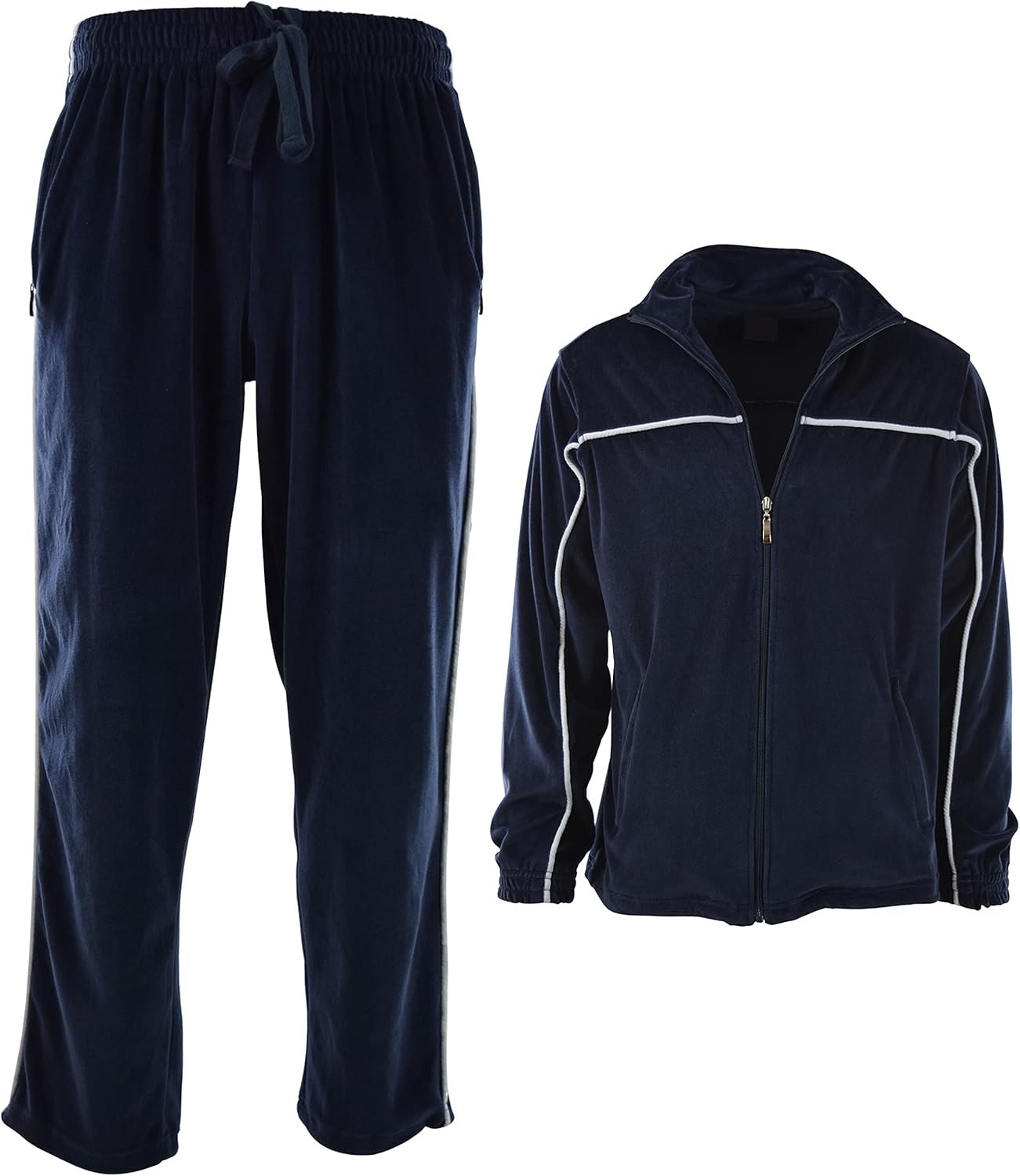 Mens Velour Tracksuit with Zippered Pockets - Image 2