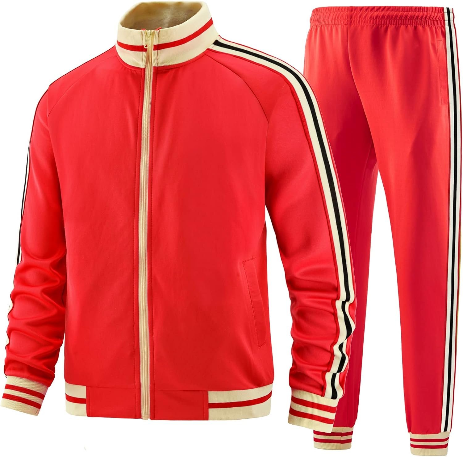 Men Track Suits Sets Long Sve Full-zip Sweatsuit Active Jackets and Pants 2 Piece Outfits - Image 2