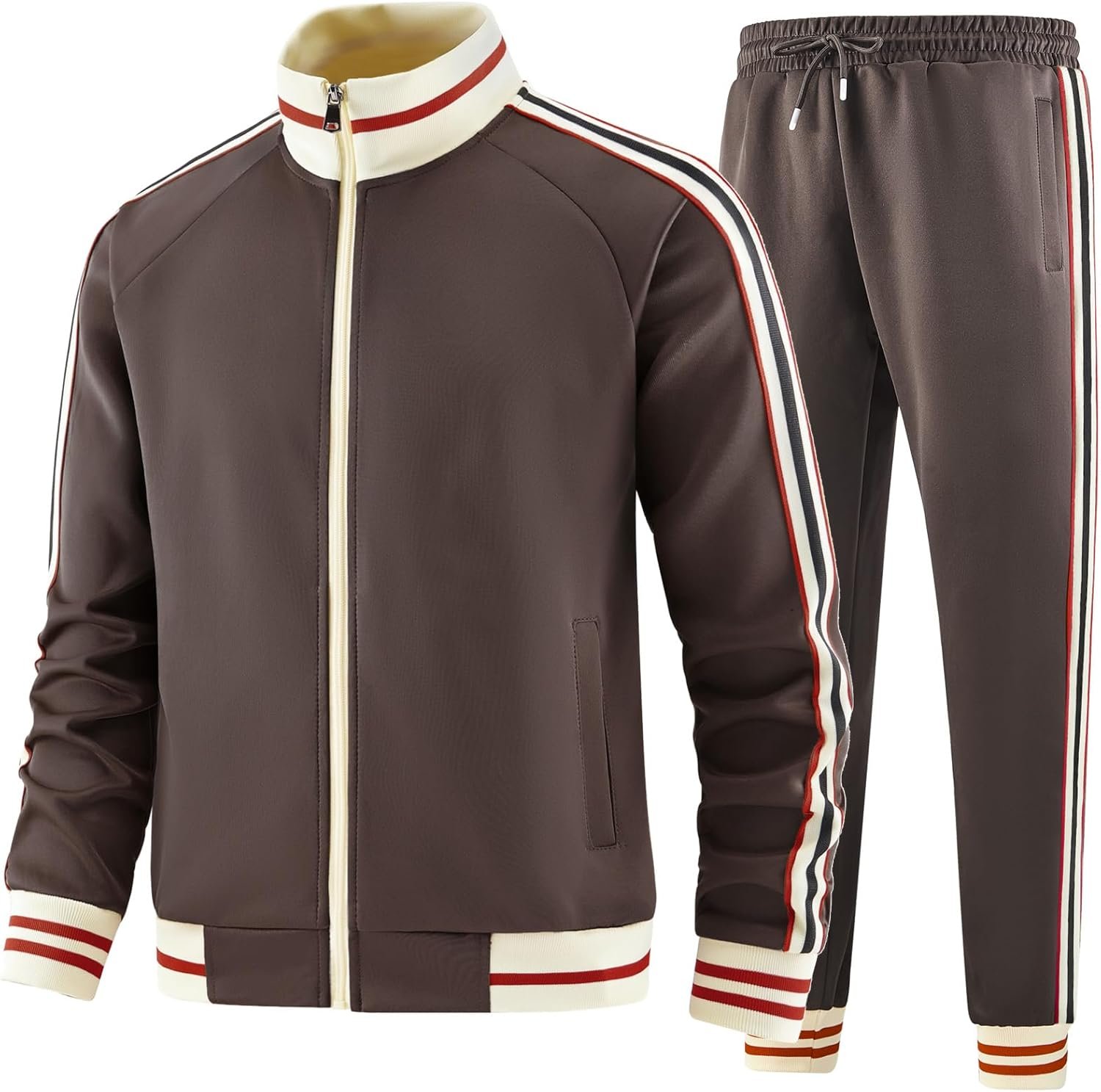 Men Track Suits Sets Long Sve Full-zip Sweatsuit Active Jackets and Pants 2 Piece Outfits - Image 2