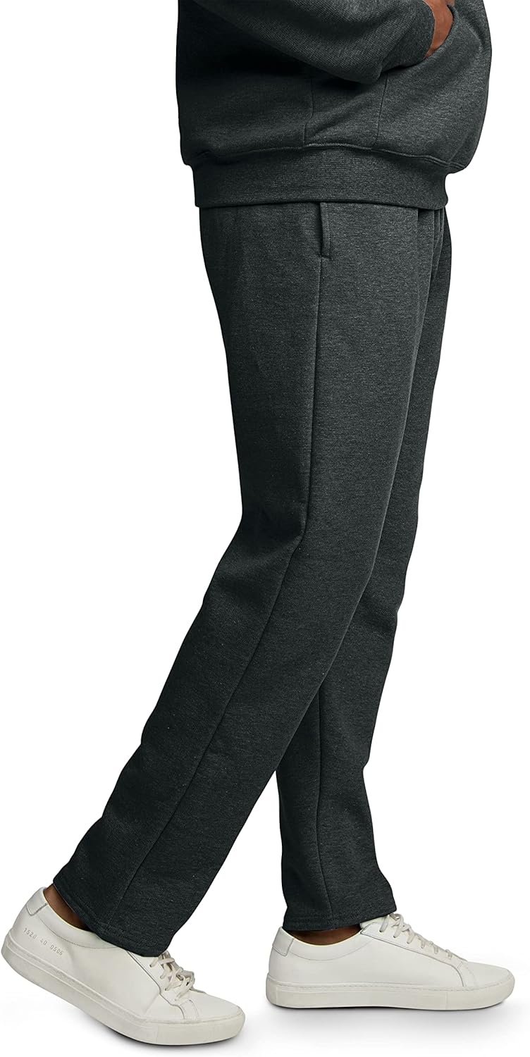 Men's Fleece Open Bottom Sweatpants with Pockets, Relaxed Fit, Moisture Wicking, Breathable - Image 2