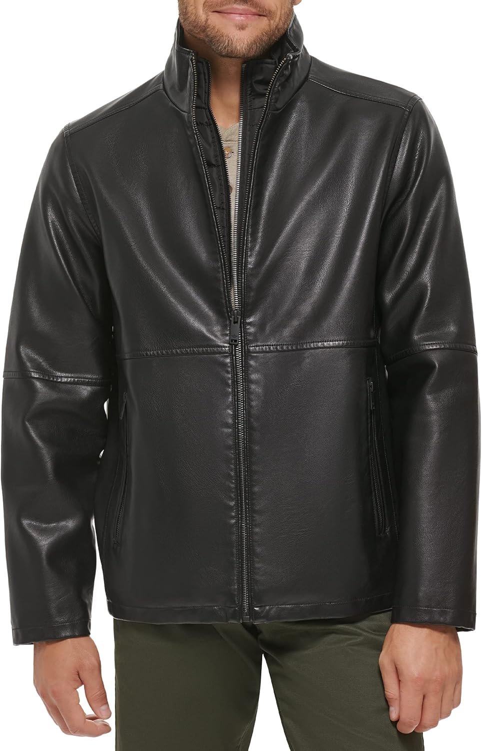 Men's Faux Leather Racer Jacket