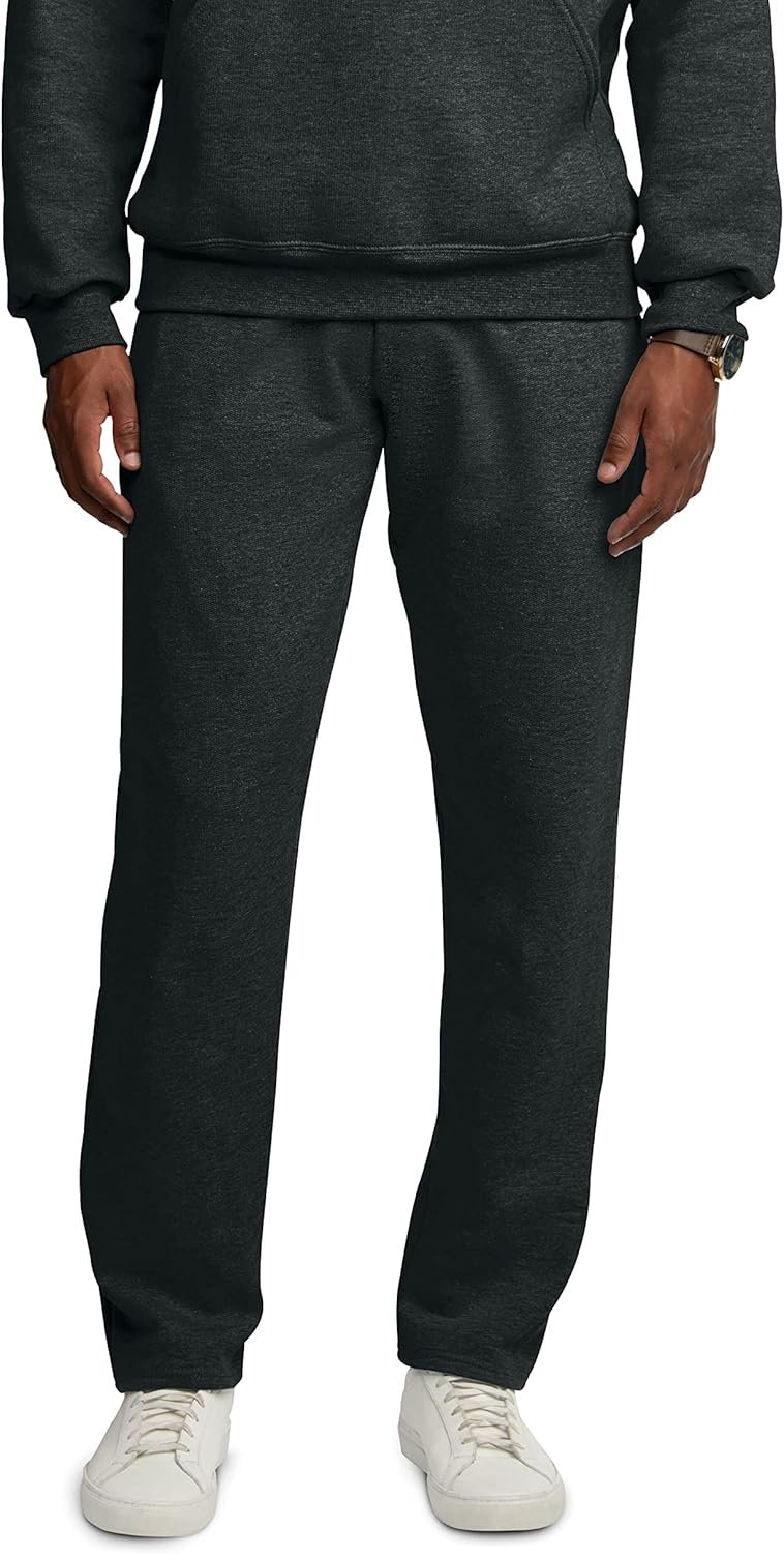 Men's Fleece Open Bottom Sweatpants with Pockets, Relaxed Fit, Moisture Wicking, Breathable