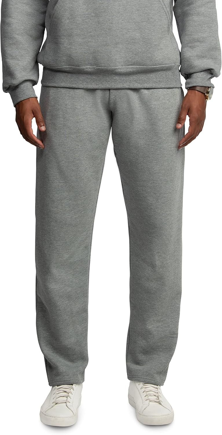 Men's Fleece Open Bottom Sweatpants with Pockets, Relaxed Fit, Moisture Wicking, Breathable